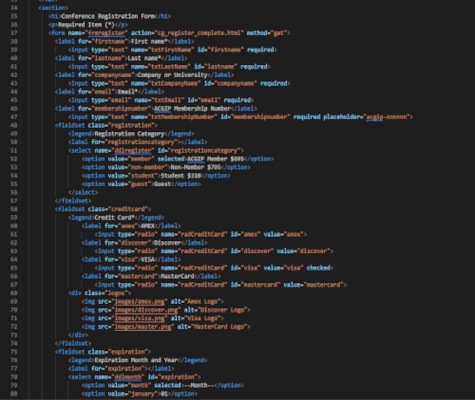 Code snippet for HTML project