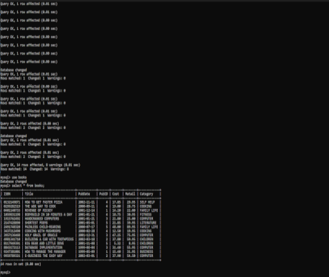 UI screenshot for MySql assignment